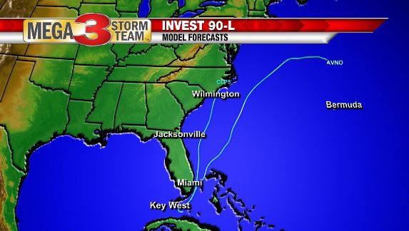 Forecast Path of Invest 90-L over the next few days